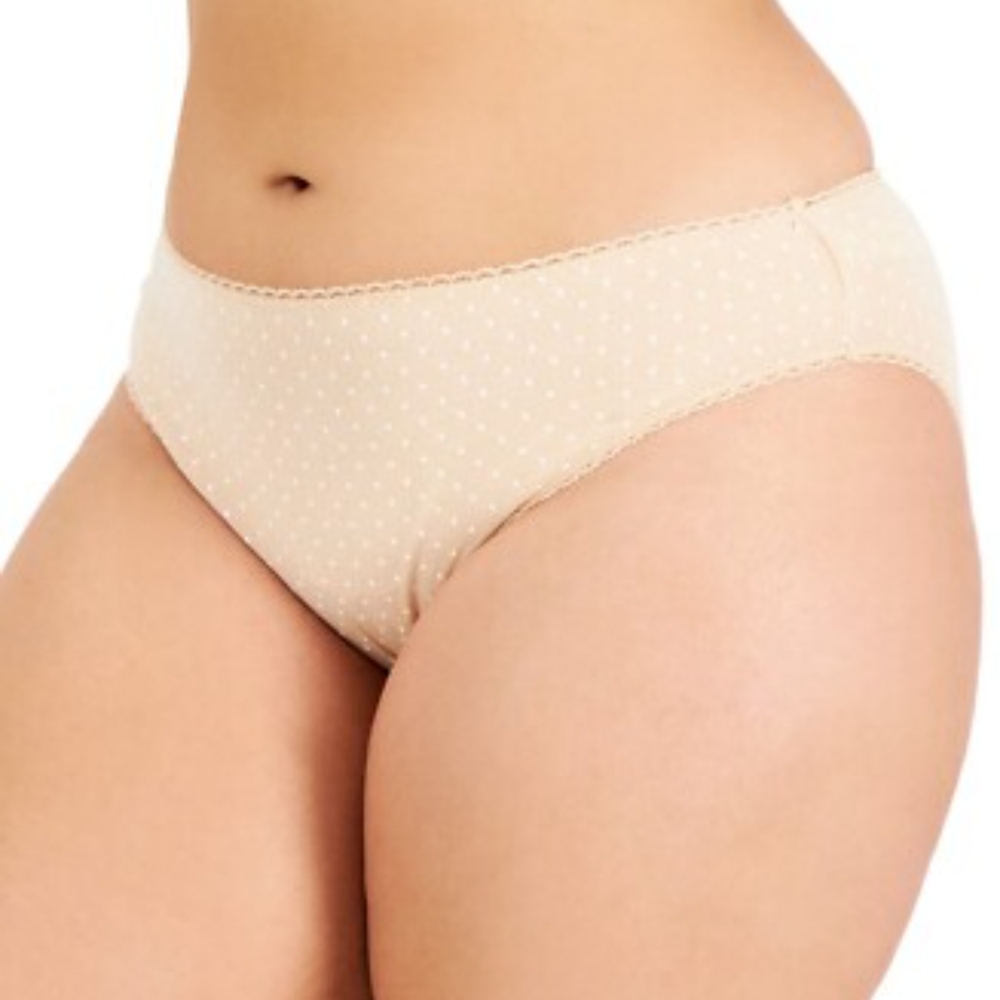 Charter Club Plus 3X 22 24 Almond Latte Polka Dot Panties Underwear Bikini